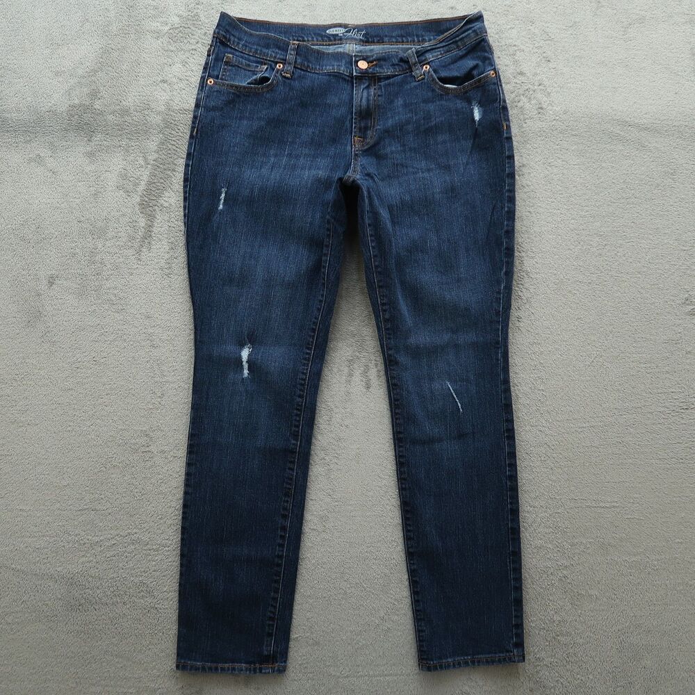 Old Navy Jeans Women's 12R Blue Mid-Rise The Flirt Denim 30" Inseam Distressed